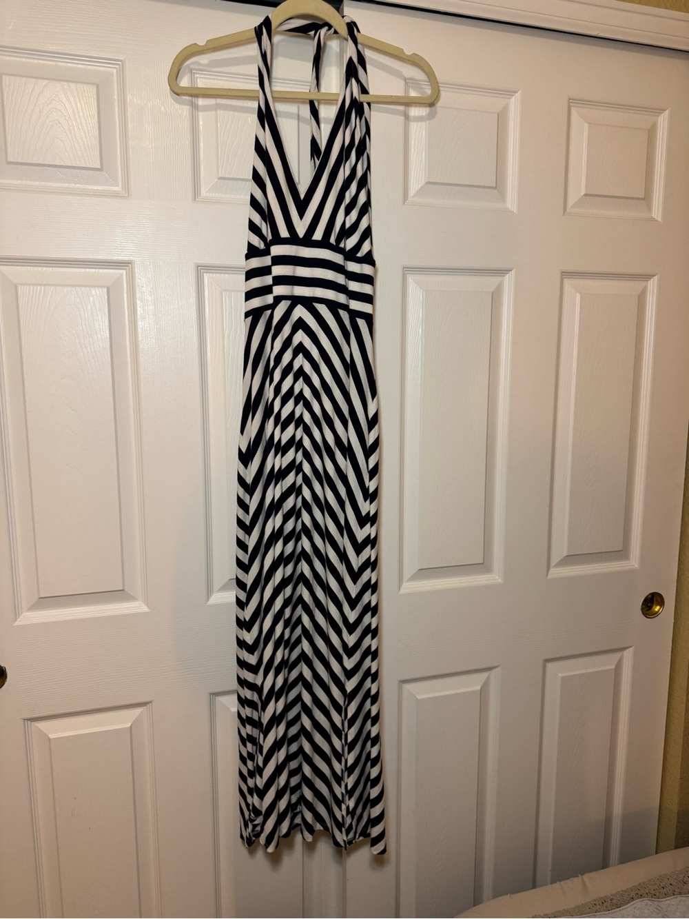 Banana Republic navy and white  Striped Halter Maxi Dress